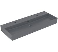 Villeroy & Boch Memento 2.0 lavabo mural, 2 trous pour robinet, avec trop-plein, non poncé, 1200x470mm, 4A22C4I4, 4A22C4I4, Colorazione: Grafite, Ceramica Plus