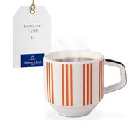 Villeroy & Boch - Memphis Collection tazzina da caffè, multicolore, lavabile in lavastoviglie, utilizzabile in microonde, design iconico, motivo geometrico in arancione e bianco, porcellana Premium