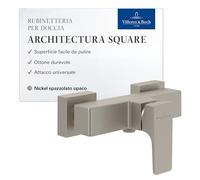 Villeroy & Boch Miscelatore Doccia Architectura Square, miscelatore doccia monocomando per installazione esterna, cartuccia in ceramica, quadrato - Nichel spazzolato opaco