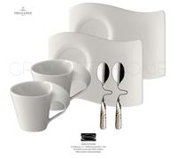 Villeroy & Boch - New Wave - 2 Tazze Caffè Espresso + 2 Piattini + 2 cucchiaini
