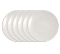 Villeroy & Boch Newmoon - Set di 6 piatti da colazione, 24 cm, colore: bianco, per colazione, brunch, torte, dessert, lavabili in lavastoviglie, a prova di microonde, piatti piani in ceramica,