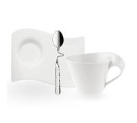 Villeroy & Boch Set Per Cappuccino, Tazzina, Piattino, Per 1 Persona, Lavabile In Lavastoviglie, Bianco, Set Da 3 Pezzi