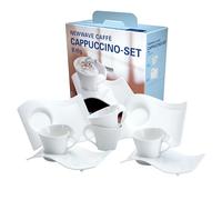 Villeroy & Boch NewWave Set per Cappuccino per 4 Persone, Tazze da Caffè, Design Sinuoso, Lavabile in Lavastoviglie, Porcellana Premium, Bianco, 8 Pezzi