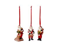 Villeroy & Boch - Nostalgic Ornaments Ornamenti Babbo Natale 3 Pz., Articolo Raffigurante Babbo Natale da Usare Come Decorazione per L'Albero o da Appendere in Porcellana Dura, Multicolore