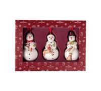 Villeroy & Boch - Nostalgic Ornaments set di addobbi pupazzi di neve set da 3 pz., 5 x 5 x 8 cm, statuette come decorazioni per l'albero o ciondoli in porcellana dura, colorati