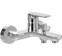 Villeroy & Boch O.novo - Rubinetto per vasca da bagno con protezione contro il riflusso e funzione di commutazione, miscelatore per vasca da bagno a risparmio d'acqua, rotondo, cromato