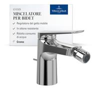 Villeroy & Boch Oasis rubinetto monocomando - miscelatore bidet con asta e cartuccia in ceramica - miscelatore bidet a risparmio - rompigetto mobile - altezza bocca 73mm - cromato