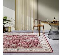 Villeroy & Boch Pierre - Tappeto orientale per interni ed esterni, design orientale, classico, ecologico, resistente alle intemperie e ai raggi UV, per balcone, terrazza, giardino, rosso, crema, 200 x