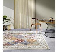 Villeroy & Boch Pierre - Tappeto orientale per interni ed esterni, design orientale, classico, ecologico, resistente alle intemperie e ai raggi UV, per balcone, terrazza, giardino, crema, colorato,