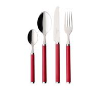 Villeroy & Boch Play! Red Roses Posate da Tavola per 6 Persone, 24 Pezzi, Acciaio, Impugnatura in Plastica Rossa