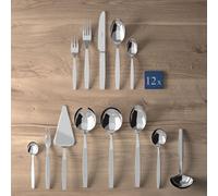 Villeroy & Boch - Charleston Set Di Posate 68 Pz. 68 Pezzi Argento/Platino, Lavabile in Lavastoviglie, Servizio Posate 12 Persone Acciaio Inox, Forchette, Coltelli, Cucchiaio, Acciaio Inossidabile