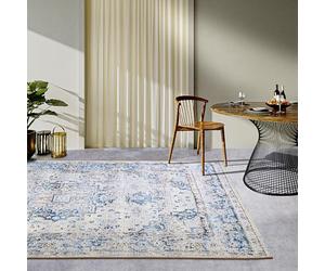 Villeroy & Boch Rene - Tappeto orientale per interni ed esterni, design classico vintage, resistente alle intemperie e ai raggi UV, per balcone, terrazza, giardino, crema, blu, 120 x 180 cm