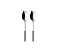 Villeroy & Boch S+ Taupe Posate da Insalata, Impugnatura con Rivestimento in Silicone, Acciaio Inossidabile, Grigio, 28 cm, 2 Pezzi