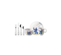 Villeroy & Boch - Disney Stitch set di stoviglie per bambini, 7 pezzi, lavabile in lavastoviglie, utilizzabile nel microonde, stoviglie e posate per bambini, porcellana Premium