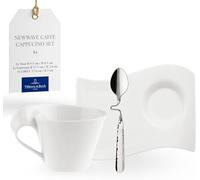 Villeroy & Boch Set Per Cappuccino, Tazzina, Piattino, Per 1 Persona, Lavabile In Lavastoviglie, Bianco, Set Da 3 Pezzi