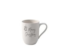 Villeroy & Boch - Statement, bicchiere con manico, Merry Christmas, 11,5x8x10,5cm, porcellana Premium, bianco