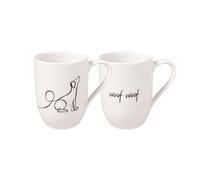 Villeroy & Boch - Statement set di tazze, Dog, 2tlg, 280 ml, porcellana Premium, bianco