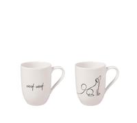 Villeroy & Boch - Statement set di tazze, Dog, 2tlg, 280 ml, porcellana Premium, bianco