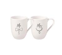 Villeroy & Boch - Statement set di tazze Mr e Mrs 2 pz., 280 ml, porcellana Premium, bianco