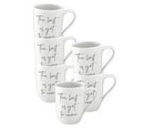Villeroy & Boch - Statement, tazza con manico, set da 6 pezzi, The Best is yet to Come, 280 ml, tazza da caffè con scritte, porcellana di alta qualità, bianco e nero