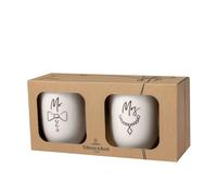Villeroy & Boch - Statement set di tazze Mr e Mrs 2 pz., 280 ml, porcellana Premium, bianco