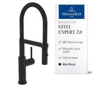 Villeroy & Boch Steel Expert 2.0 rubinetto da cucina, orientabile, 92800006, Steel Expert 2.0 nero opaco [Rubinetti da Cucina]