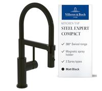 Villeroy & Boch Steel Expert Compact rubinetto da cucina, orientabile, 92730006, Steel Expert Compact nero opaco [Rubinetti da Cucina]