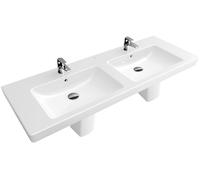 Mobile Villeroy & Boch doppio lavabo Subway 7175D0 1300x470mm, con sfioratore, 2 fori per rubinetto, Colorazione: Bianco Ceramicaplus
