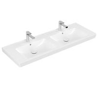 Mobile Villeroy & Boch doppio lavabo Subway 7175D0 1300x470mm, con sfioratore, 2 fori per rubinetto, colorazione: Bianco