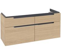 Villeroy & Boch Subway 2.0 meuble sous lavabo, 4 tiroirs, lavabo au centre, 1287x590x449mm, A91710VJ, A91710VJ, Colorazione: Rovere nordico, maniglia cromata lucida