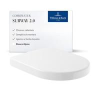 Villeroy & Boch Subway 2.0 sedile per WC, sedile per WC removibile con chiusura ammortizzata, in materiale duroplast resistente, pezzo di ricambio originale per sedile WC, forma a D, bianco, lucido