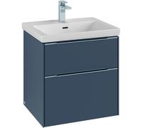 Villeroy & Boch Subway 3.0, 572x576x478 mm, meuble pour lavabo, 2 tiroirs, 2, C578L1VN, C578L1VN, Colorazione: Fronte/carcassa: Grigio Cashmere, manico: Nero Vulcano