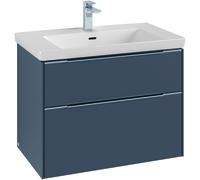 Villeroy & Boch Subway 3.0, 772x576x478 mm, meuble pour lavabo, 2 tiroirs, 2, C574L1VQ, C574L1VQ, Colorazione: Fronte/corpo: blu marino, manico: nero vulcano
