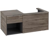 Villeroy & Boch Subway 3.0 armoire sous lavabo, 2 tiroirs, lavabo à droite, élément d'étagère en bas à gauche, 1001x422,5x516mm, C57100RK, C57100RK, Colorazione: Frontale/carcassa: Rovere di pietra, m