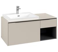 Villeroy & Boch Subway 3.0 armoire sous lavabo, 2 tiroirs, lavabo à gauche, élément d'étagère en bas à droite, 1001x422,5x516mm, C57201VN, C57201VN, Colorazione: Fronte/carcassa: Grigio Cashmere, mani