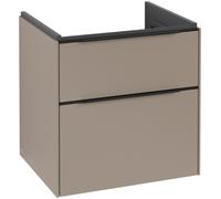 Villeroy & Boch Subway 3.0 armoire sous lavabo, éclairage LED, 2 tiroirs, 572x576x478mm, C578L1VM, C578L1VM, Colorazione: Frontale/carcassa: Taupe, manico: Volcano Black