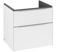 Villeroy & Boch Subway 3.0 armoire sous lavabo, éclairage LED, 2 tiroirs, 622x576x478mm, C576L0VF, C576L0VF, Colorazione: Fronte/carcassa: bianco puro, maniglia: alluminio lucido