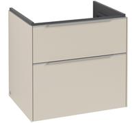 Villeroy & Boch Subway 3.0 armoire sous lavabo, éclairage LED, 2 tiroirs, 622x576x478mm, C576L0VN, C576L0VN, Colorazione: Fronte/carcassa: Grigio Cashmere, maniglia: alluminio lucido
