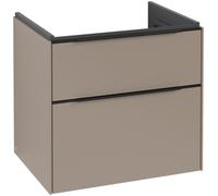 Villeroy & Boch Subway 3.0 armoire sous lavabo, éclairage LED, 2 tiroirs, 622x576x478mm, C576L1VM, C576L1VM, Colorazione: Frontale/carcassa: Taupe, manico: Volcano Black