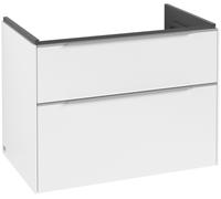 Villeroy & Boch Subway 3.0 armoire sous lavabo, éclairage LED, 2 tiroirs, 772x576x478mm, C574L0VF, C574L0VF, Colorazione: Fronte/carcassa: bianco puro, maniglia: alluminio lucido