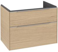 Villeroy & Boch Subway 3.0 armoire sous lavabo, éclairage LED, 2 tiroirs, 772x576x478mm, C574L0VJ, C574L0VJ, Colorazione: Frontale/carcassa: quercia nordica, maniglia: alluminio lucido