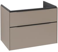 Villeroy & Boch Subway 3.0 armoire sous lavabo, éclairage LED, 2 tiroirs, 772x576x478mm, C574L1VM, C574L1VM, Colorazione: Frontale/carcassa: Taupe, manico: Volcano Black