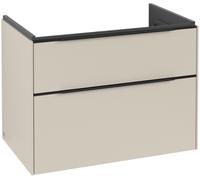 Villeroy & Boch Subway 3.0 armoire sous lavabo, éclairage LED, 2 tiroirs, 772x576x478mm, C574L1VN, C574L1VN, Colorazione: Fronte/carcassa: Grigio Cashmere, manico: Nero Vulcano