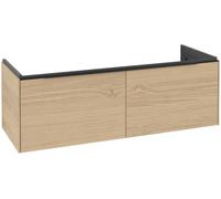 Villeroy & Boch Subway 3.0 armoire sous lavabo, éclairage LED, 2 tiroirs, lavabo au centre, 1272x429x478mm, C601L1VJ, C601L1VJ, Colorazione: Fronte/cassa: quercia nordica, manico: nero vulcano