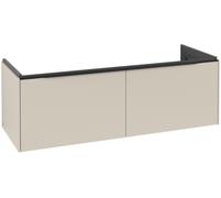 Villeroy & Boch Subway 3.0 armoire sous lavabo, éclairage LED, 2 tiroirs, lavabo au centre, 1272x429x478mm, C601L1VN, C601L1VN, Colorazione: Fronte/carcassa: Grigio Cashmere, manico: Nero Vulcano