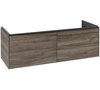 Villeroy & Boch Subway 3.0 armoire sous lavabo, éclairage LED, 2 tiroirs, lavabo au centre, 1272x429x478mm, C601L1RK, C601L1RK, Colorazione: Frontale/carcassa: Rovere di pietra, manico: Nero Vulcano
