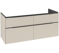 Villeroy & Boch Subway 3.0 armoire sous lavabo, éclairage LED, 4 tiroirs, lavabo au centre, 1272x576x478mm, C602L1VN, C602L1VN, Colorazione: Fronte/carcassa: Grigio Cashmere, manico: Nero Vulcano