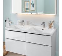 Villeroy & Boch Subway 3.0 mobile doppio lavabo, 1300 x 470 mm, 2 fori per rubinetto, con troppopieno, non interrato, 4A71D5, Colorazione: Bianco Ceramicaplus