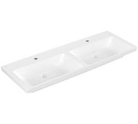 Villeroy & Boch Subway 3.0 lavabo double armoire, 2 trous pour robinet, sans trop-plein, non rectifié, 1300x475mm, 4A71D101, 4A71D101, Colorazione: bianco-alpino