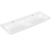 Villeroy & Boch Subway 3.0 lavabo double armoire, 2 trous pour robinet, sans trop-plein, non rectifié, 1300x475mm, 4A71D1RW, 4A71D1RW, Colorazione: Bianco pietra ceramicaPiù